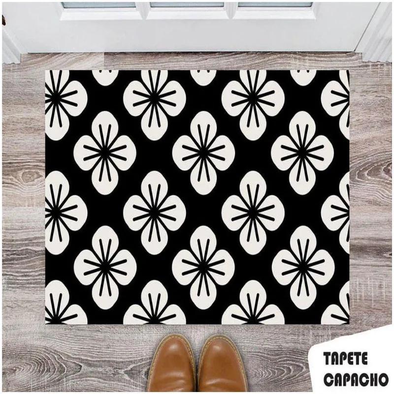 Tapete Capacho Personalizado Black And White - DELUZZ
