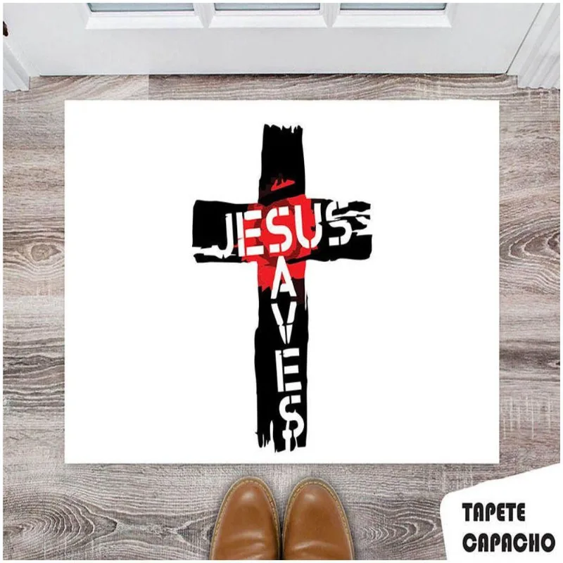 Tapete Capacho Personalizado Jesus Saves - DELUZZ