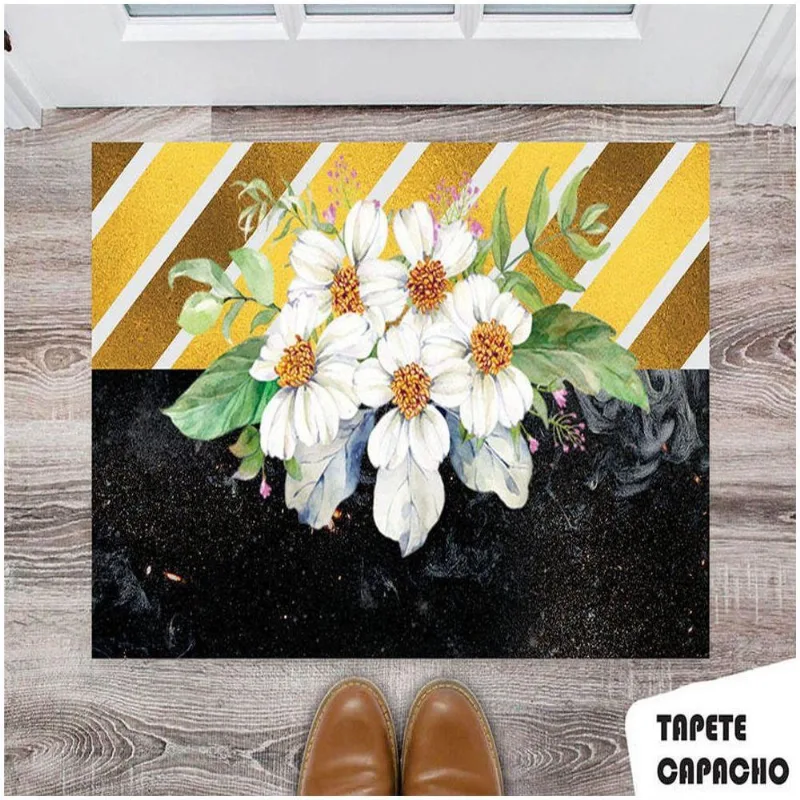 Tapete Capacho Personalizado Floral Fundo Universo X Gold - DELUZZ