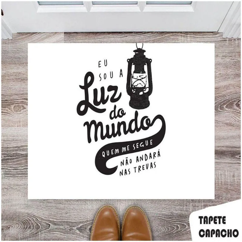 Tapete Capacho Personalizado Jesus Eu Sou A Luz Do Mundo - DELUZZ