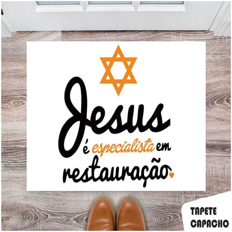 Tapete Capacho Personalizado Jesus é Restauração - DELUZZ
