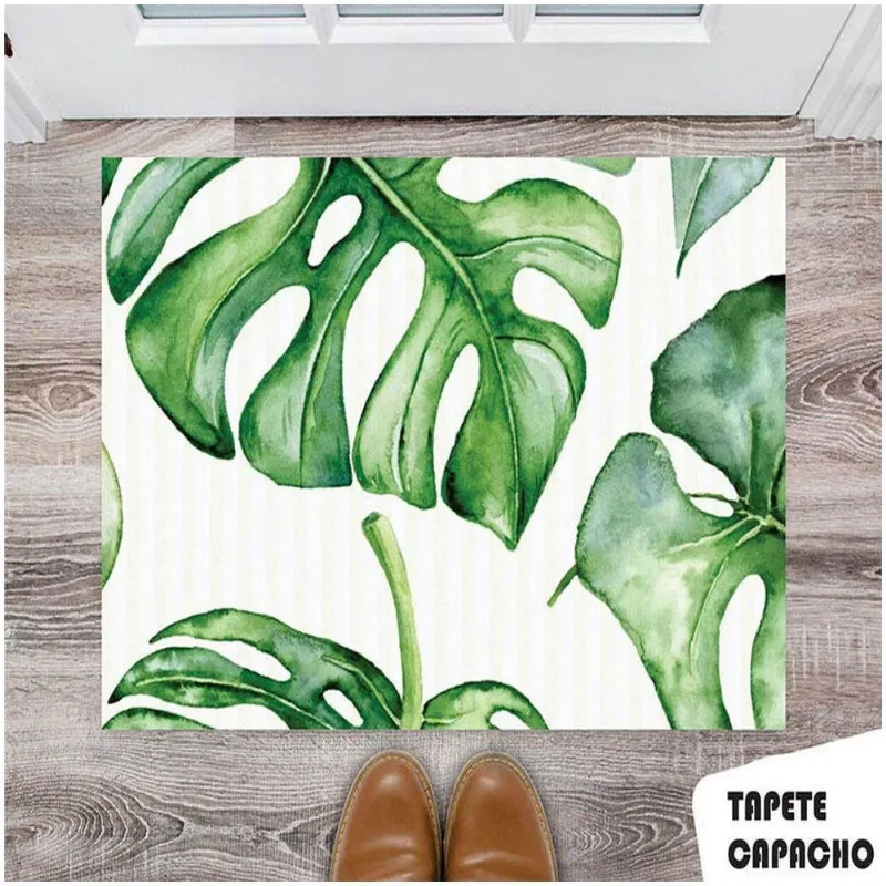 Tapete Capacho Personalizado Folhas Green - DELUZZ