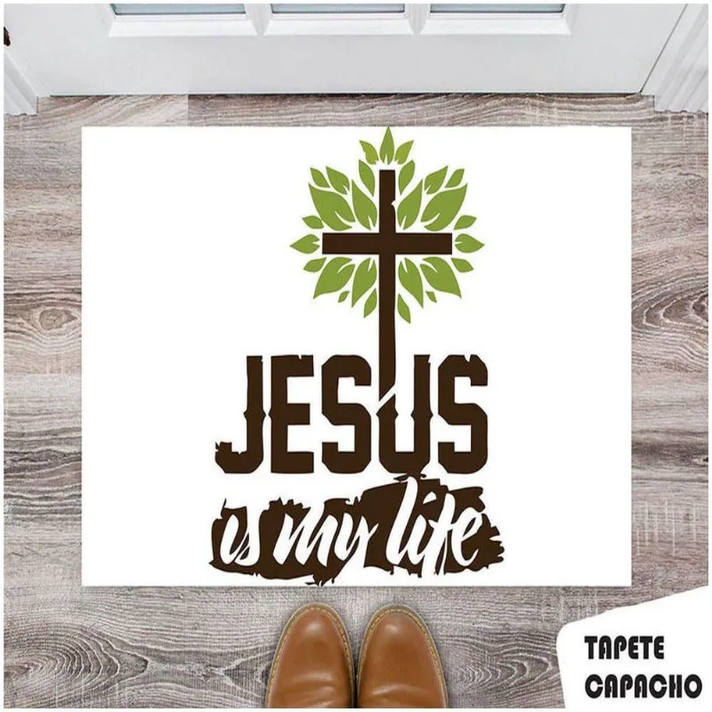 Tapete Capacho Personalizado Jesus é Minha Vida - DELUZZ