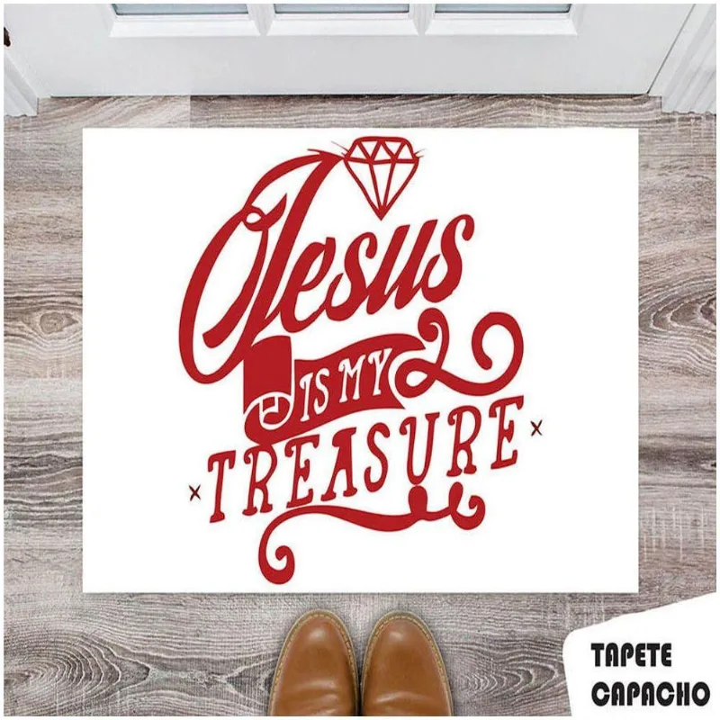 Tapete Capacho Personalizado Jesus é Meu Senhor Vermelho - DELUZZ