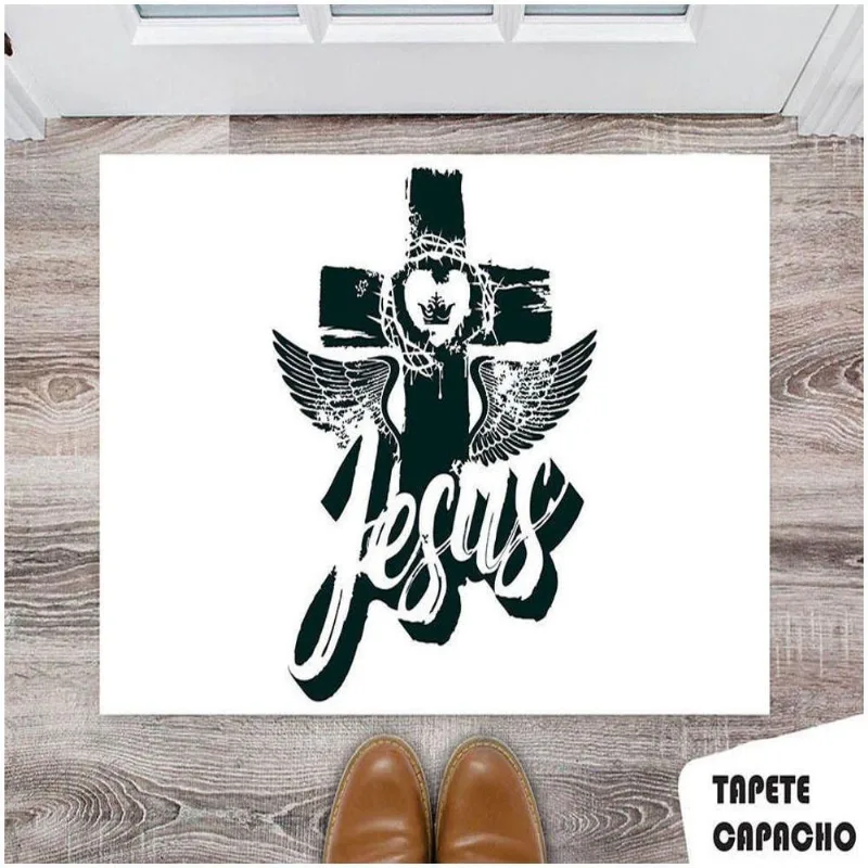 Tapete Capacho Personalizado Jesus Cruz Verdel - DELUZZ