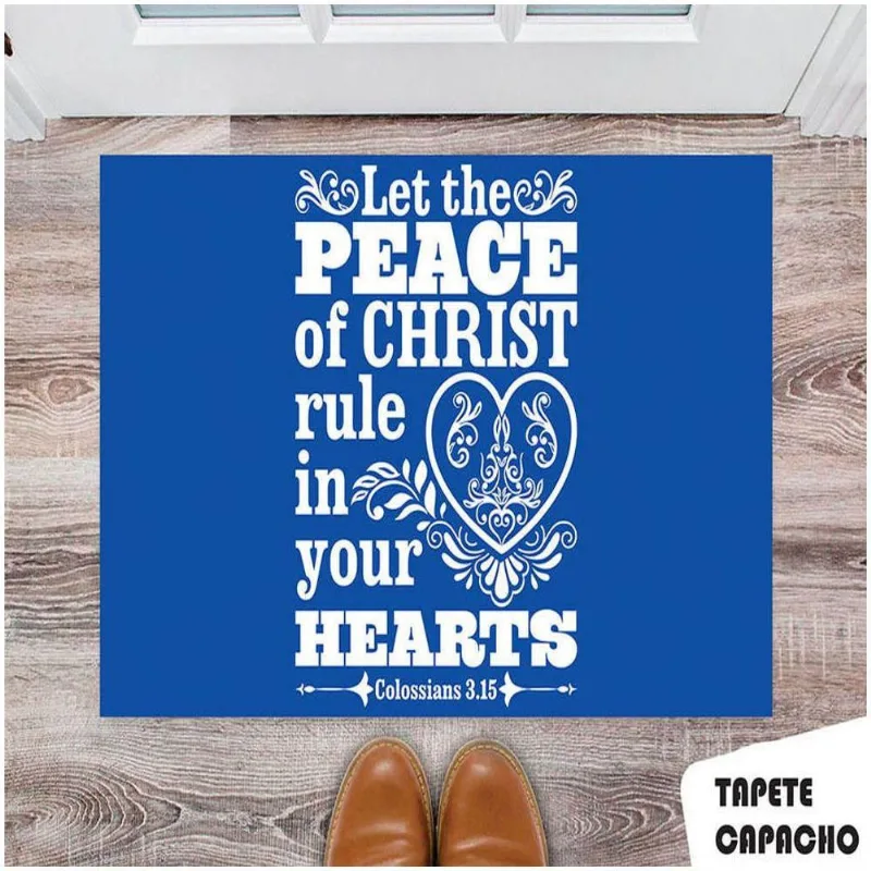Tapete Capacho Personalizado Jesus A Paz Do Senhor Em Inglês - DELUZZ