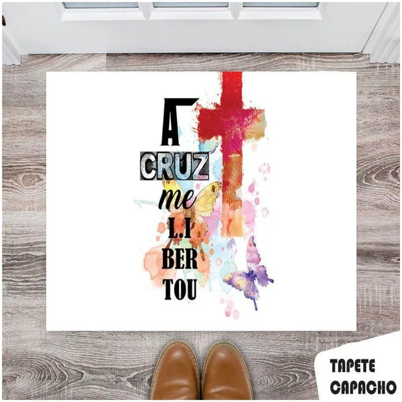 Tapete Capacho Personalizado Jesus A Cruz Me Libertou - DELUZZ