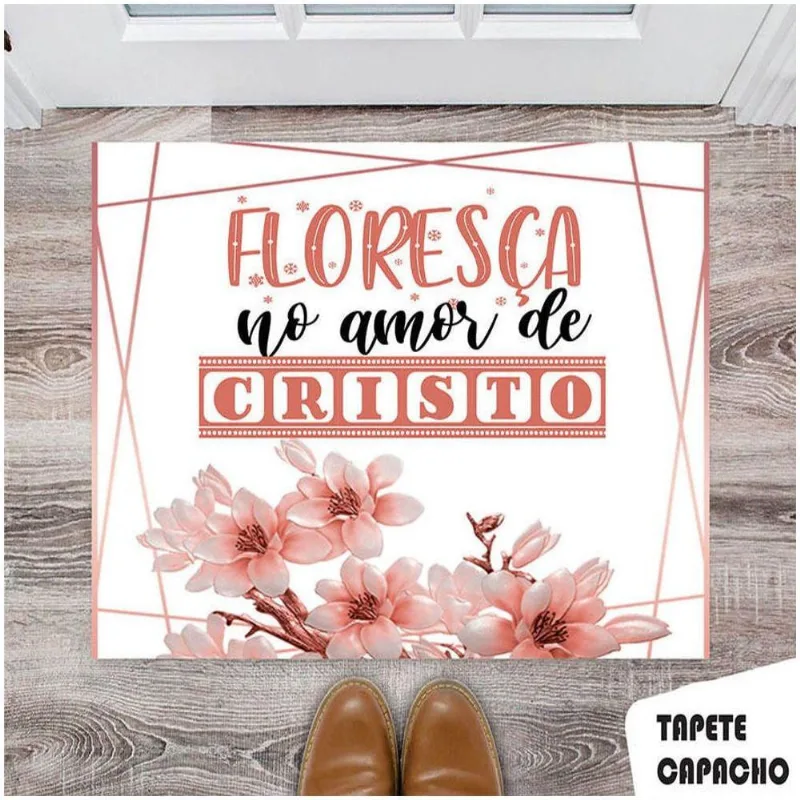 Tapete Capacho Personalizado Floresça No Amor De Cristo - DELUZZ