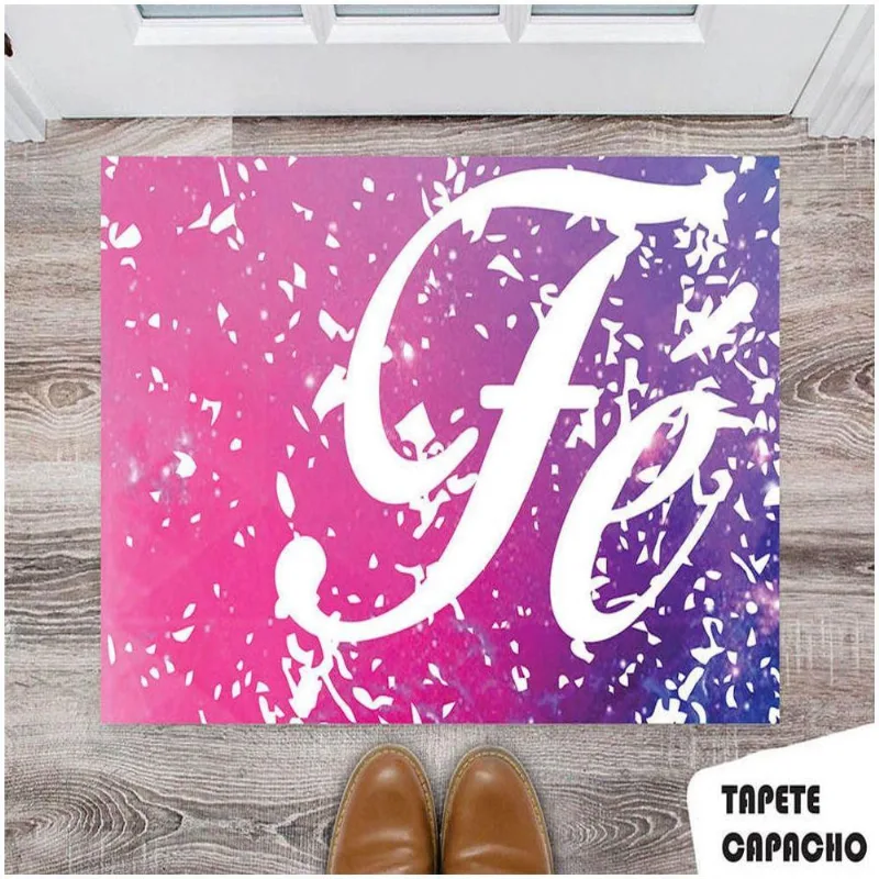Tapete Capacho Personalizado Fe Fundo Tons De Rosa Roxo - DELUZZ