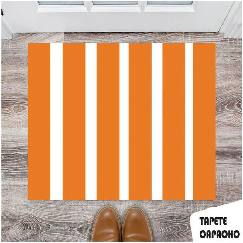 Tapete Capacho Personalizado White And Orange Vl 2 - DELUZZ