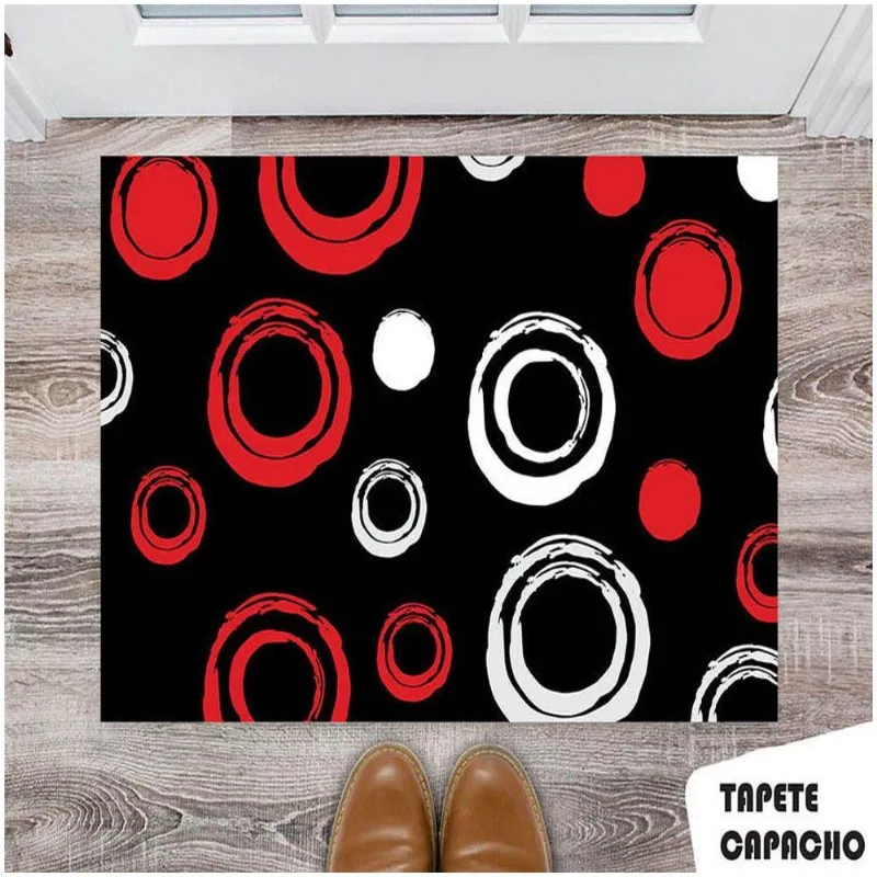 Tapete Capacho Personalizado Bolinhas Vazadas Red - DELUZZ