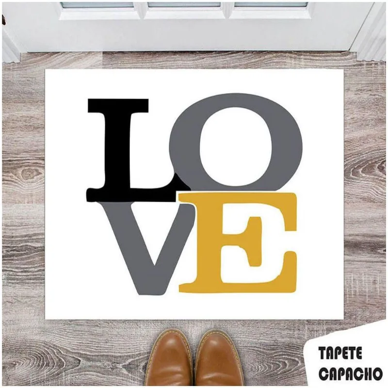 Tapete Capacho Personalizado Love Fundo Branco - DELUZZ