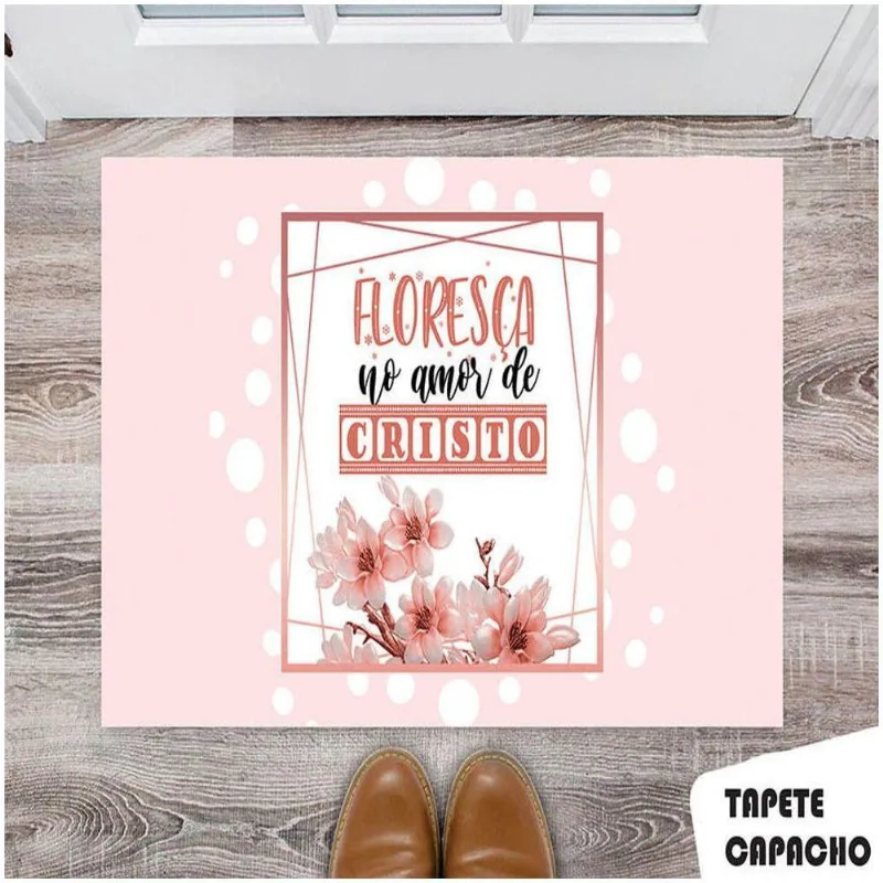 Tapete Capacho Personalizado Floresça No Amor De Cristo - DELUZZ