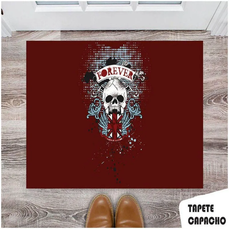 Tapete Capacho Personalizado Caveira Forever - DELUZZ
