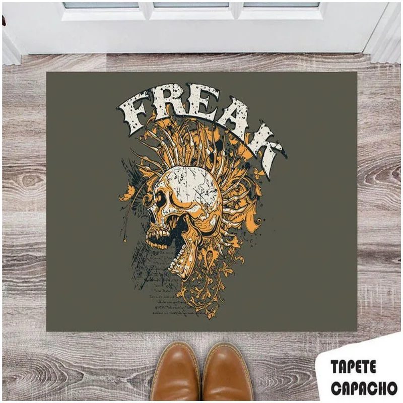 Tapete Capacho Personalizado Caveira Freak - DELUZZ