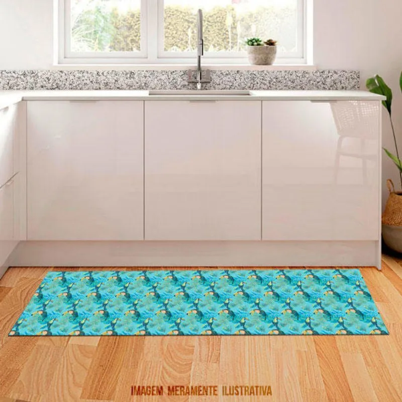 Tapete Passadeira Floresta Amarzona Azul 140x40cm - DELUZZ