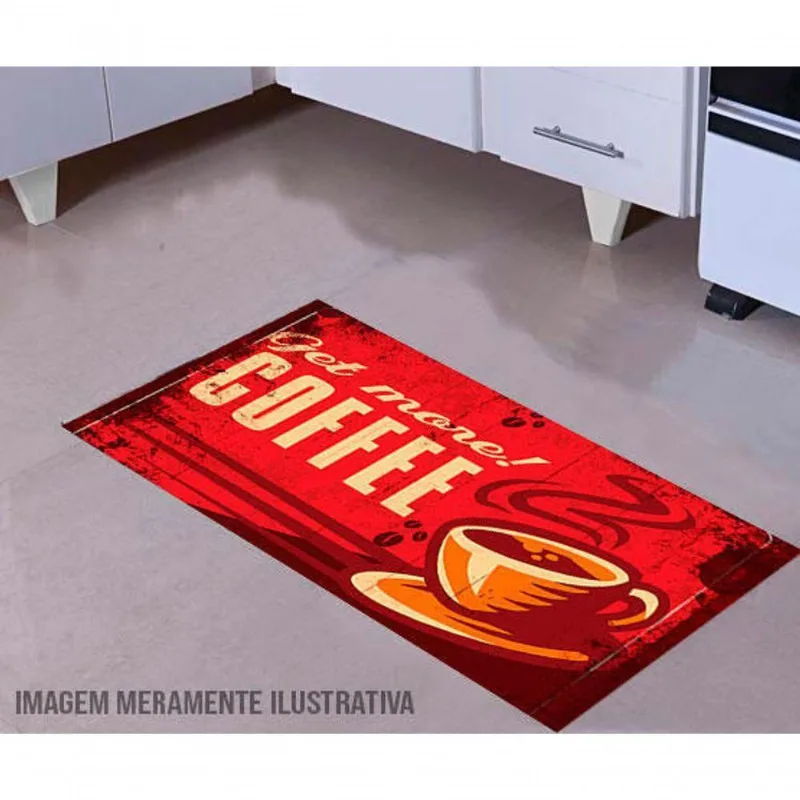 Tapete Para Cozinha Get More Coffe 60X40Cm - DELUZZ