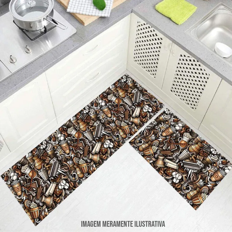 Kit Cozinha Passadeira Ice Coffe120X40Cm 60X40Cm - DELUZZ