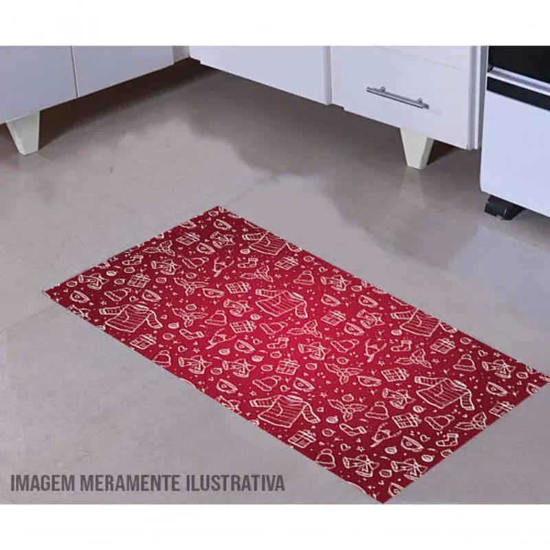 Tapete Para Cozinha Natal Vermelho 60x40cm - DELUZZ