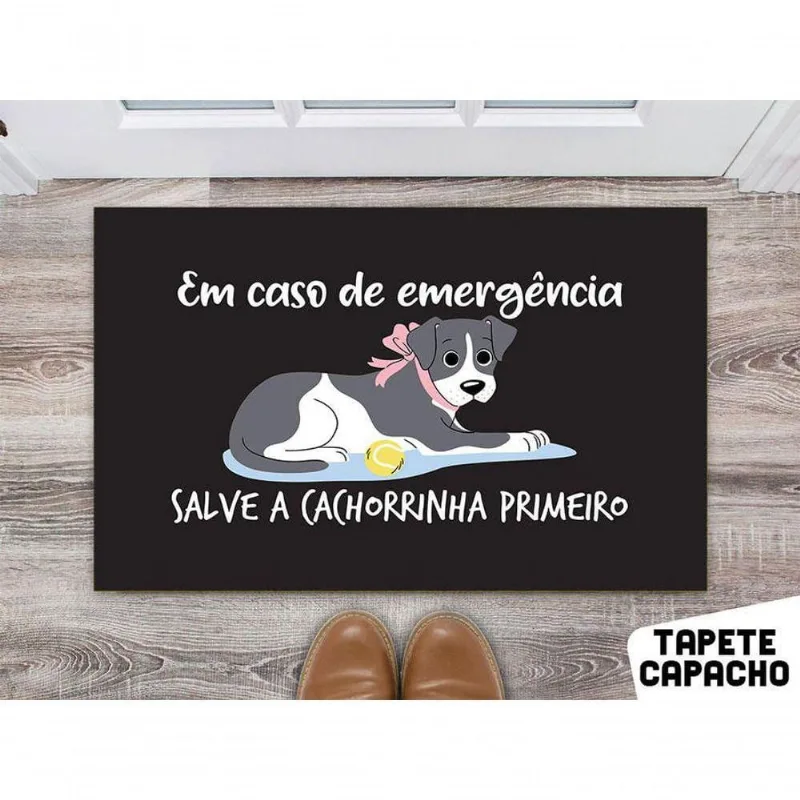 Tapete 60x40cm Em Caso De Emergencia, Salve A Cachorra Primeiro - DELUZZ