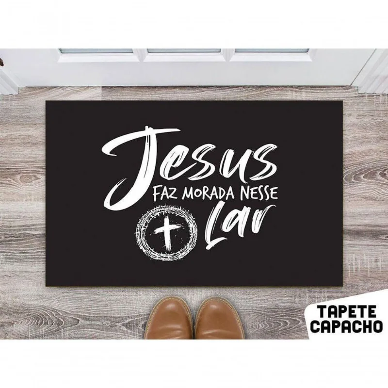 Tapete 60x40cm - Jesus Faz Morada Nesse Lar - DELUZZ
