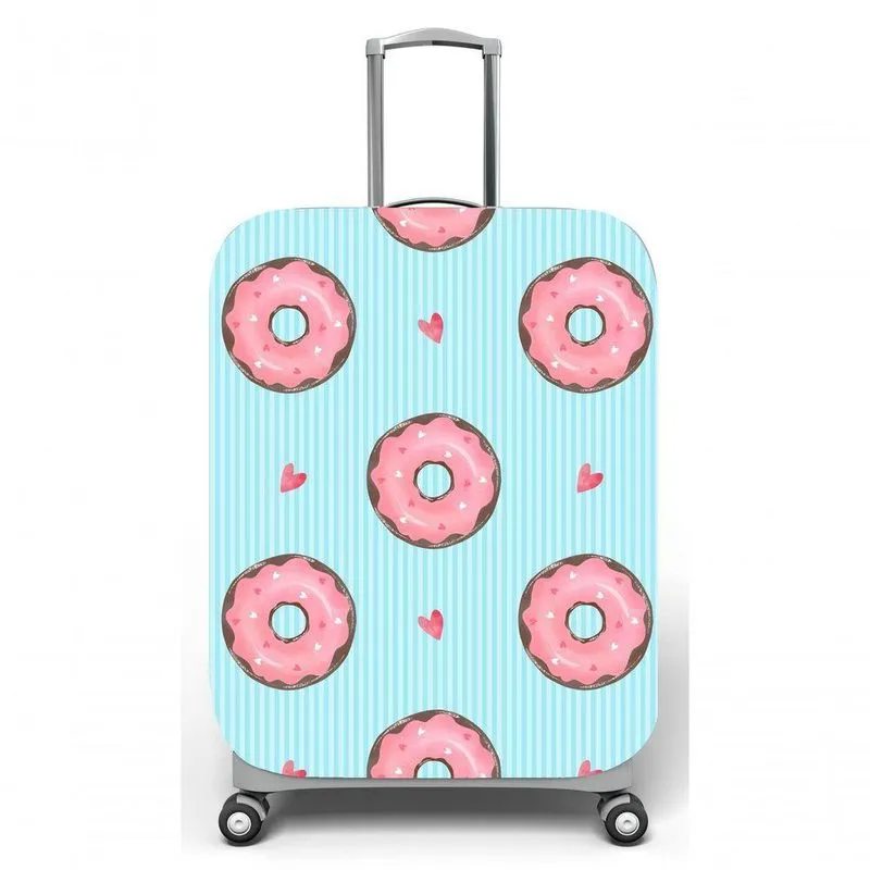 Capa Mala Viagem G C48x A75 X P29cm Fundo Azul Donuts Rosa