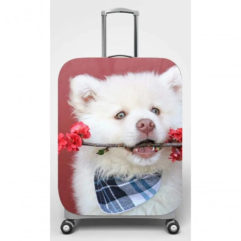 Capa Mala Viagem G C48x A75 X P29cm Cachorro Flor Na Boca