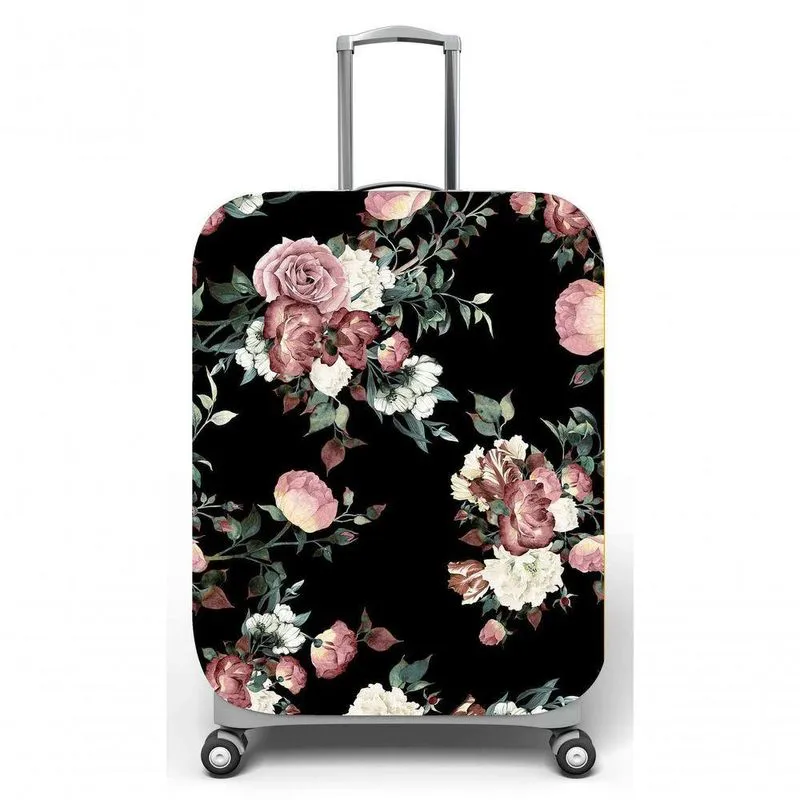 Capa Mala Viagem G C48x A75 X P29cm Fundo Preto Florido
