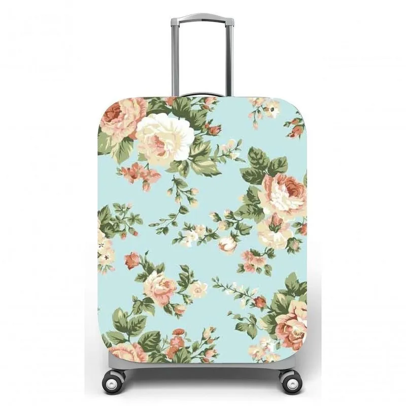 Capa Para Mala De Viagem M, Medidas Max C40x A59 X P27cm Floral Azul Claro