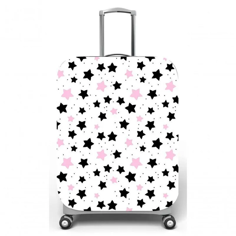 Capa Para Mala De Viagem M, Medidas Max C40x A59 X P27cm Estrelas Preto E Rosa - Fundo Branco