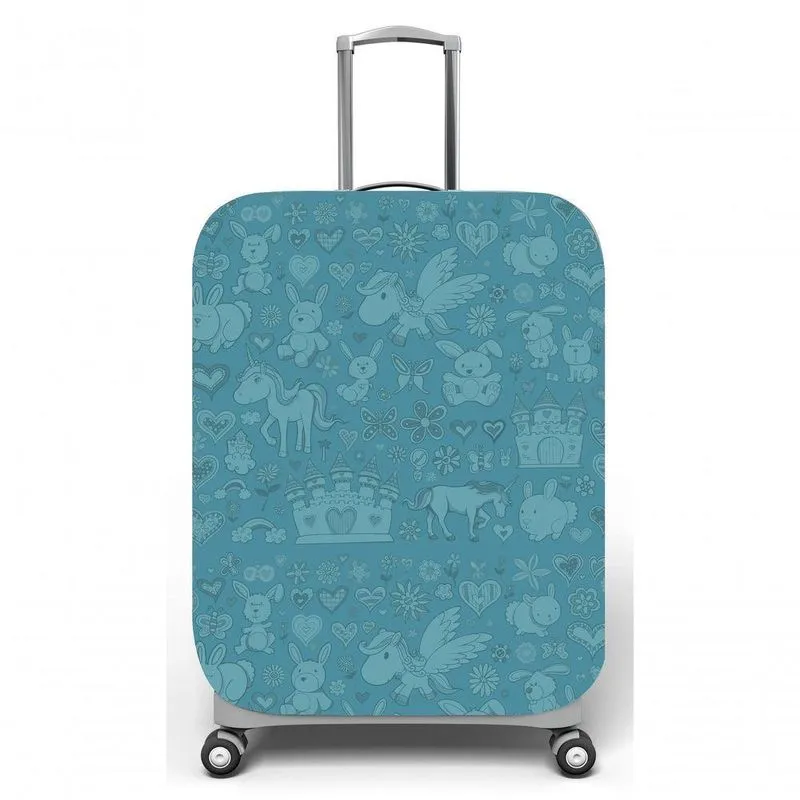Capa Para Mala De Viagem M, Medidas Max C40x A59 X P27cm Unicornios Infantil Azul