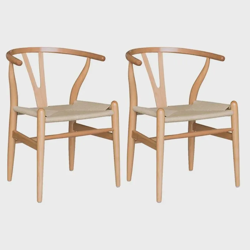 Kit 2 Cadeiras Decorativas Sala de Jantar e Cozinha Bella Madeira Bétula Bege G56 - Gran Belo