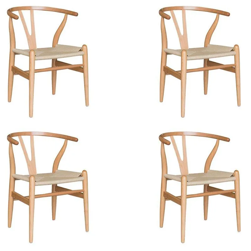 Kit 4 Cadeiras Decorativas Sala De Jantar E Cozinha Bella Madeira Bétula Bege - Gran Belo