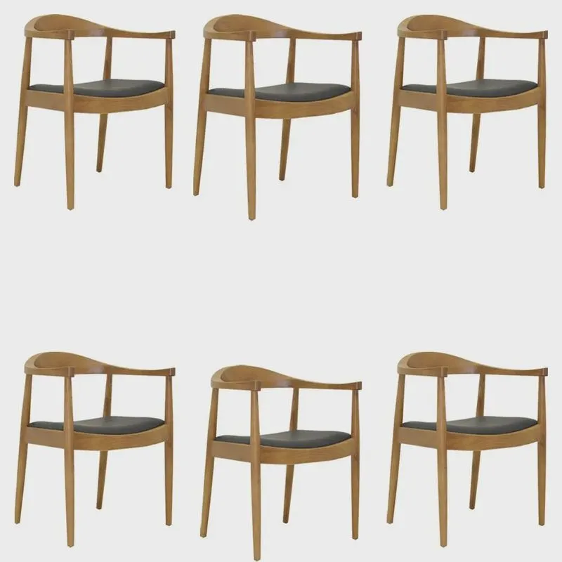 Kit 6 Cadeiras Decorativas Sala e Escritório Colonial Madeira Bege G56 - Gran Belo