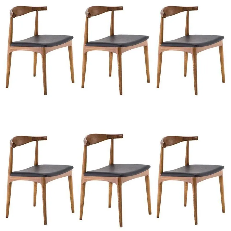 Kit 6 Cadeiras Decorativas Sala e Escritório Madeira Bege