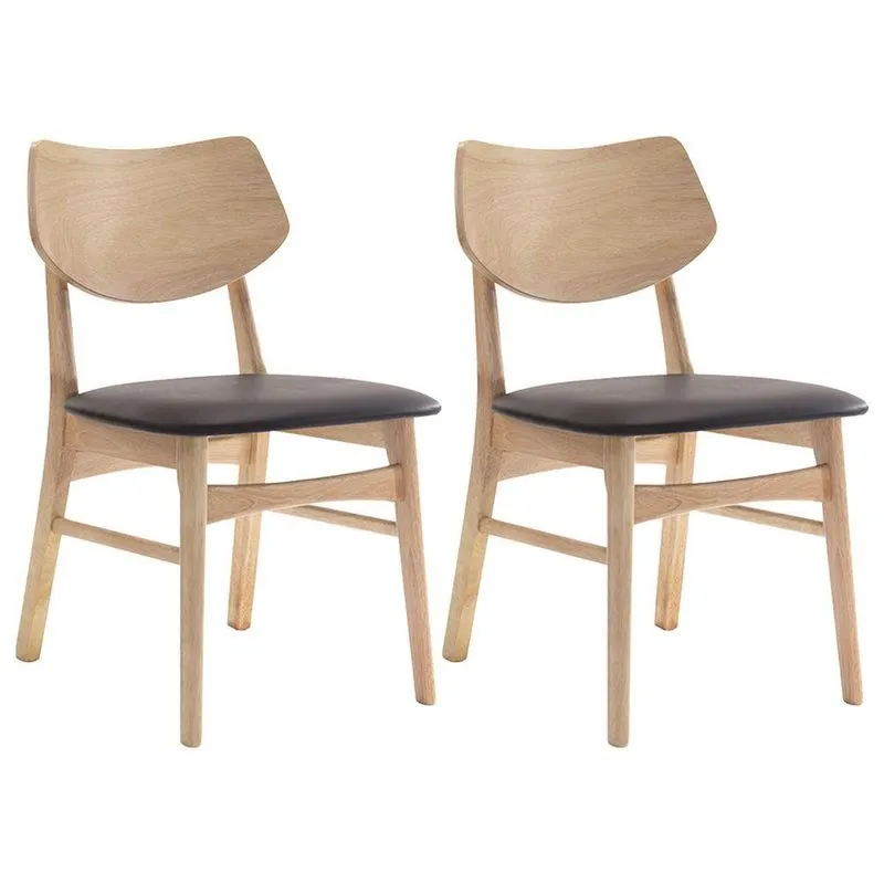 Kit 2 Cadeiras Decorativas Sala E Escritório Zion Madeira Natural (pu) Café - Gran Belo