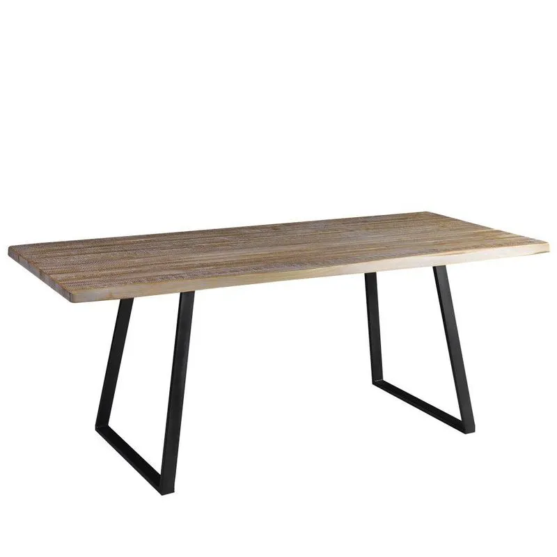 Mesa Sala De Jantar Cozinha Ogleary Live Edge 220cm Grafite Madeira Maciça Driftwood - Gran Belo