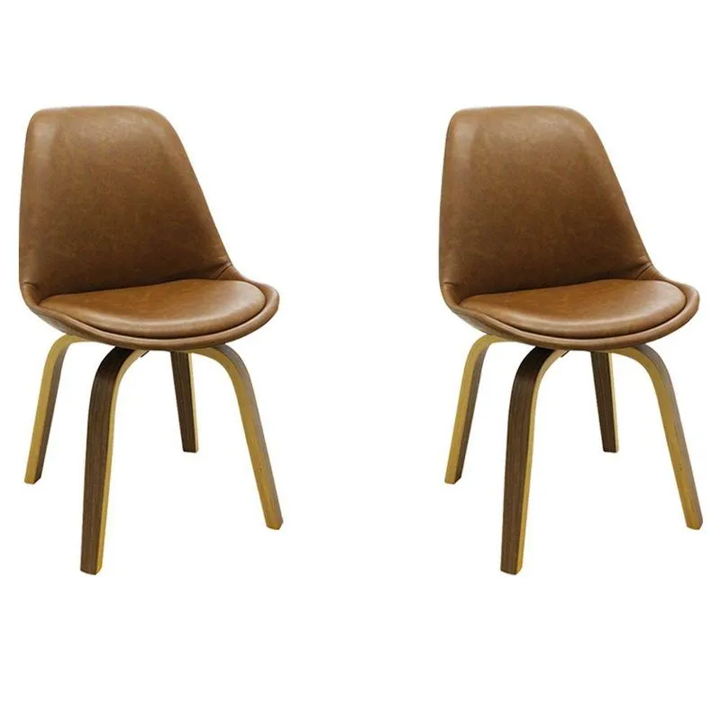 Kit 2 Cadeiras Decorativas Sala E Escritório Softline Pu Sintético Marrom - Gran Belo