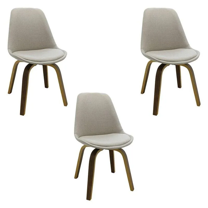 Kit 3 Cadeiras Decorativas Sala e Escritório Softline Bege