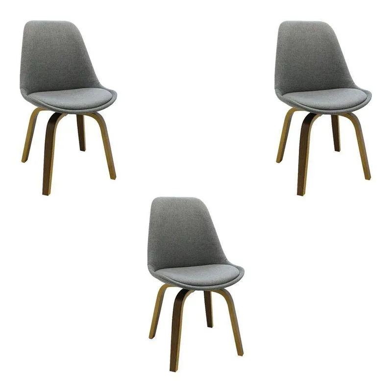 Kit 3 Cadeiras Decorativas Sala E Escritório Softline Cinza