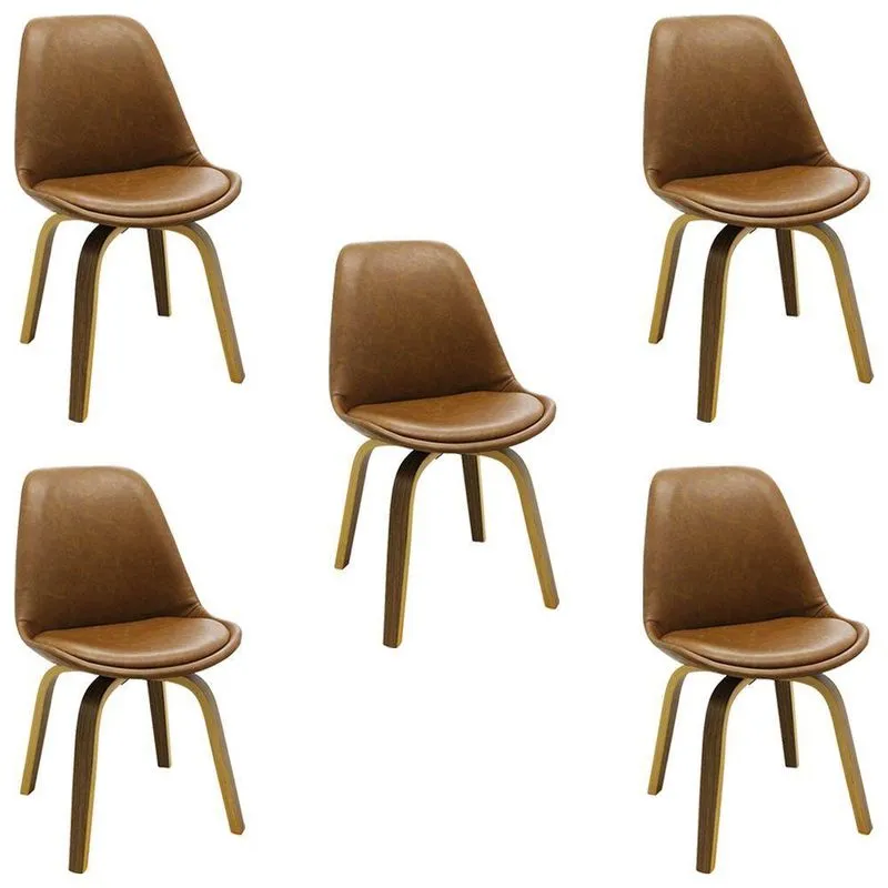 Kit 5 Cadeiras Decorativas Sala E Escritório Softline Marrom