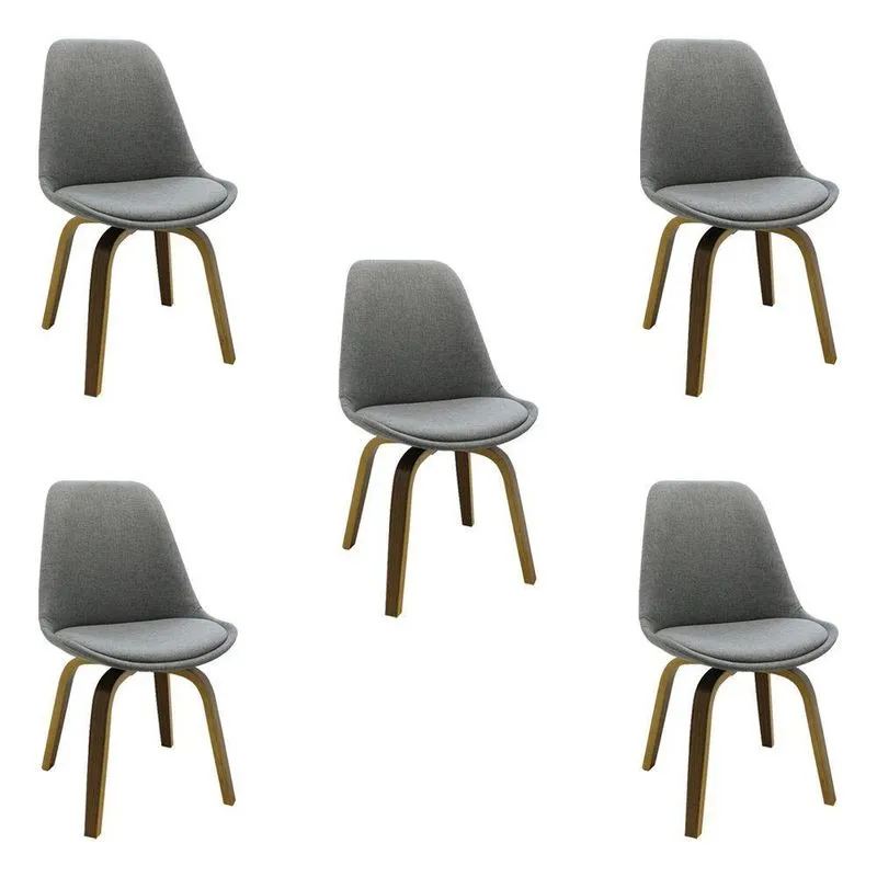 Kit 5 Cadeiras Decorativas Sala e Escritório Linho Cinza