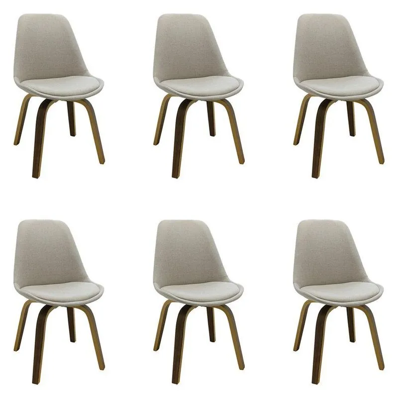 Kit 6 Cadeiras Decorativas Sala e Escritório Linho Bege