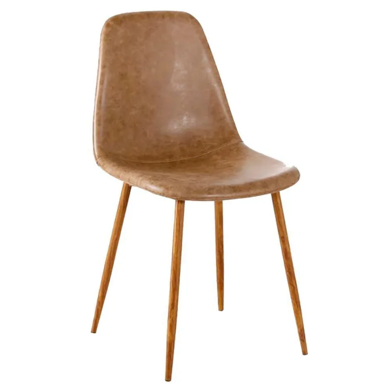 Cadeira Decorativa Sala e Escritorio Base Nogueira Pu Marrom - Gran Belo