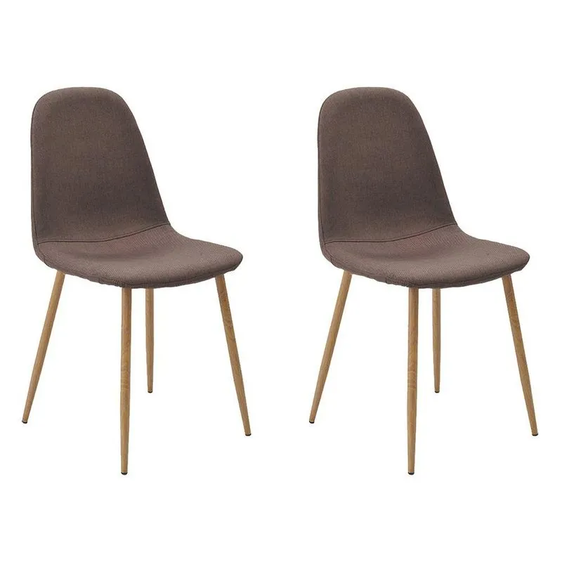 Kit 2 Cadeiras Decorativas Sala E Escritorio Base Claro Emotion Marrom Linho - Gran Belo