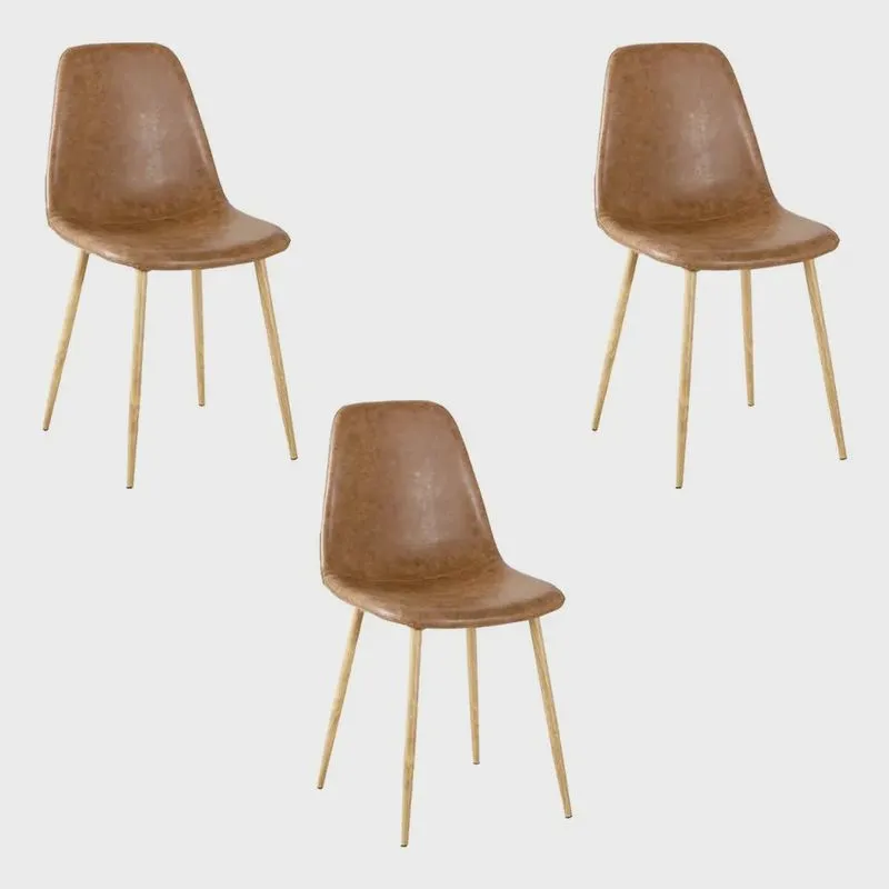 Kit 3 Cadeiras Decorativas Sala e Escritorio Base Clara Emotion pu Sintético Marrom G56 - Gran Belo
