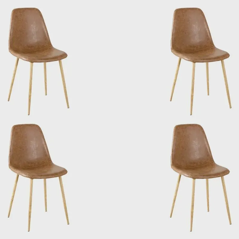 Kit 4 Cadeiras Decorativas Sala e Escritorio Base Clara Emotion pu Sintético Marrom G56 - Gran Belo