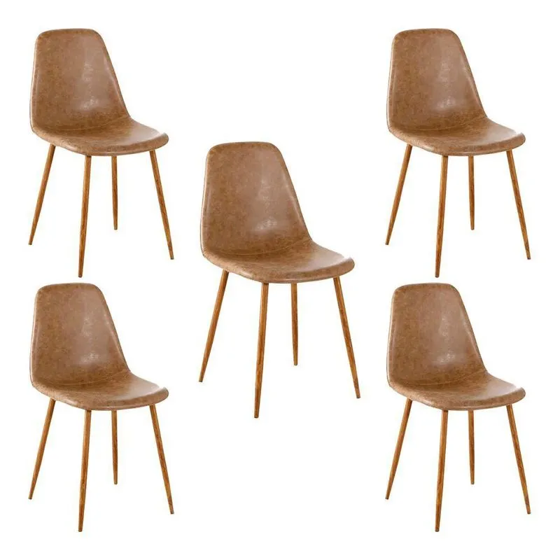 Kit 5 Cadeiras Decorativas Sala e Escritorio Nogueira Marrom