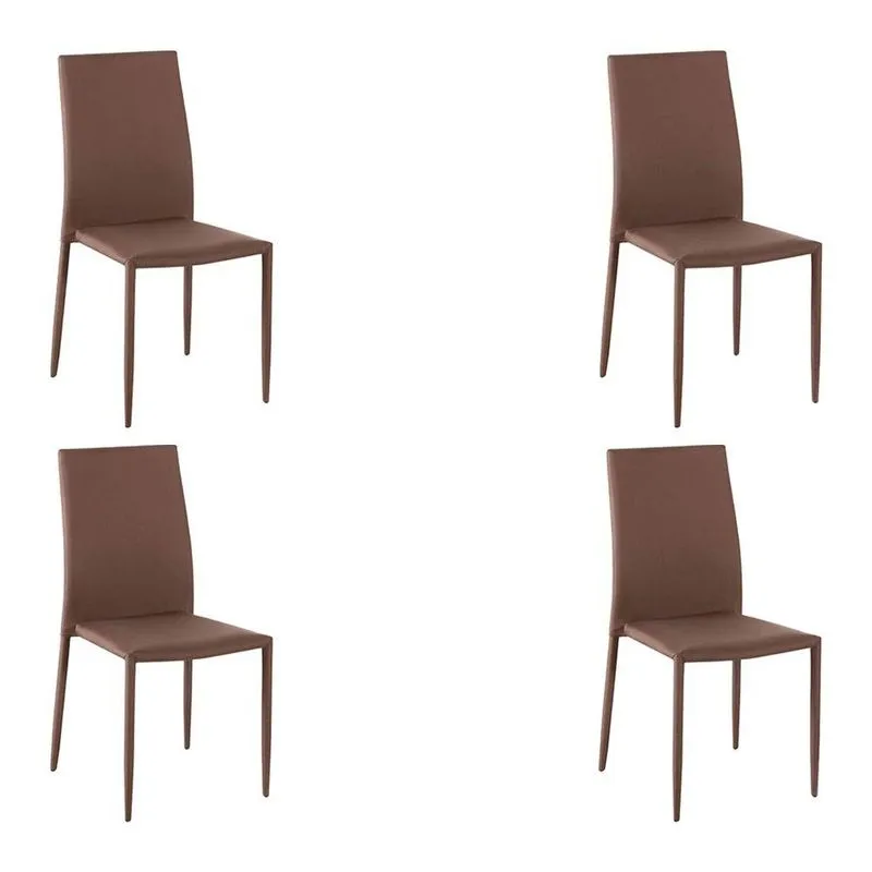Kit 4 Cadeiras Decorativas Sala E Cozinha Karma Poliéster Café - Gran Belo