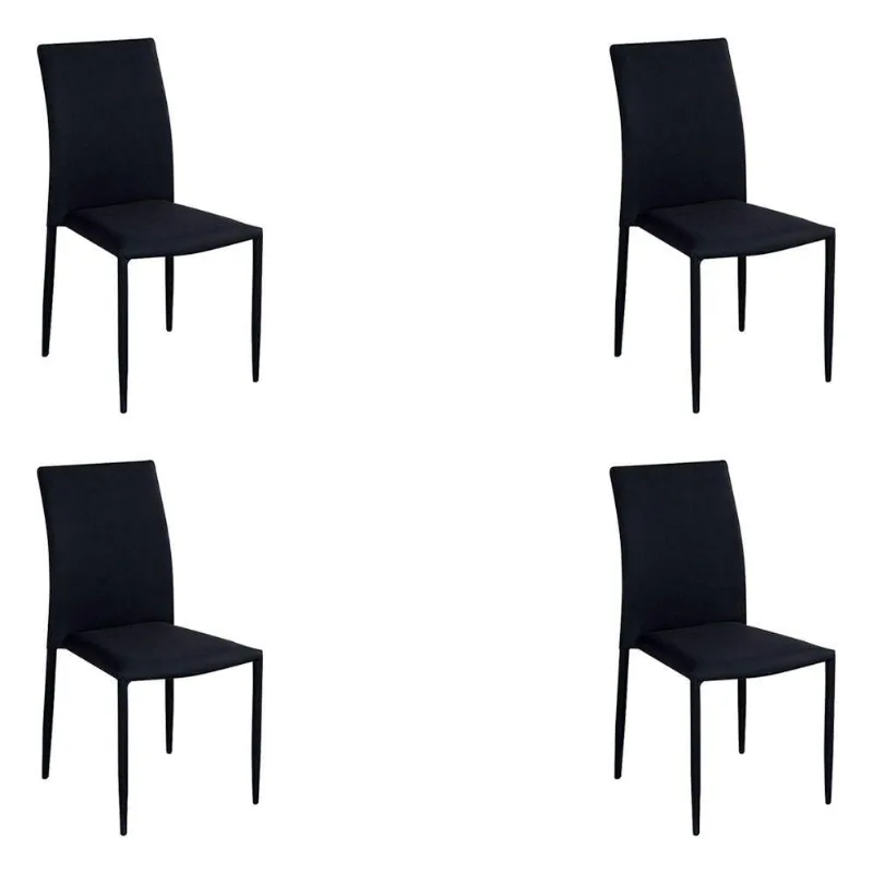 4 Cadeiras Decorativas Sala e Cozinha Karma Poliéster Preta - Gran Belo